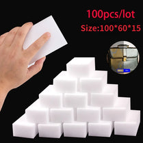 100PCS Magic Melamine Cleaning Sponges – Multi-Purpose Eraser Pads for Kitchen, Bathroom & Office (100x60x15mm)