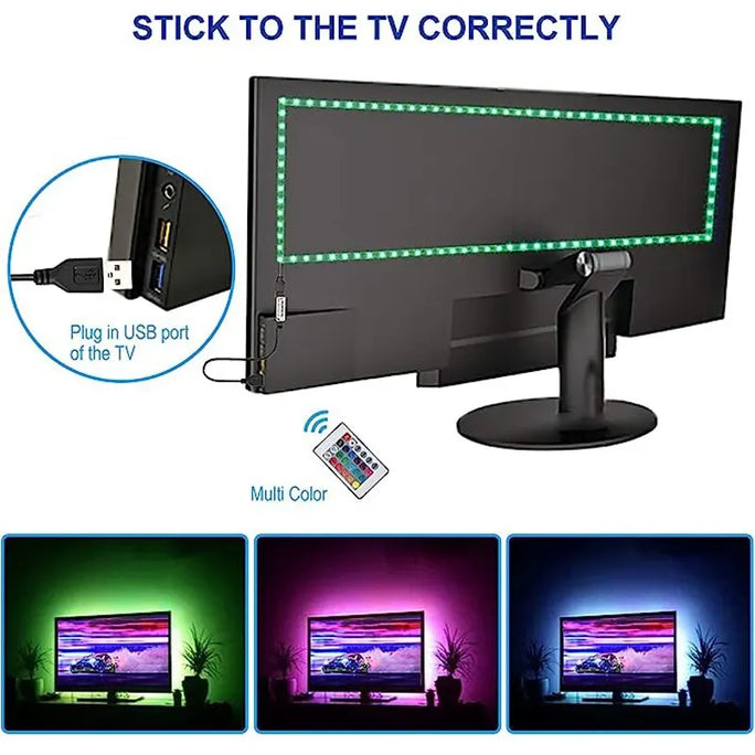 Title (título curto e claro para a loja): RGB LED Light Strip 5050 – 5M Flexible Lighting with Remote Control, 30 LEDs/m