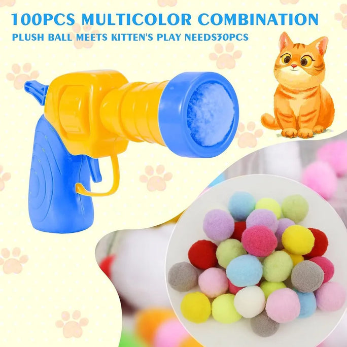 Plush Ball Shooting Gun for Cats – Interactive Toy Launcher for Indoor Play & Self-Entertainment